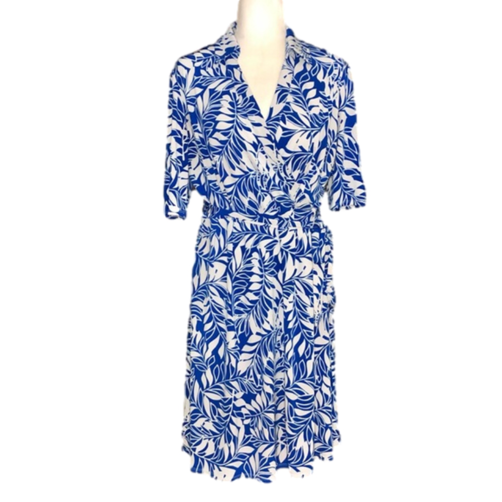 Donna Ricco blue floral belted dress